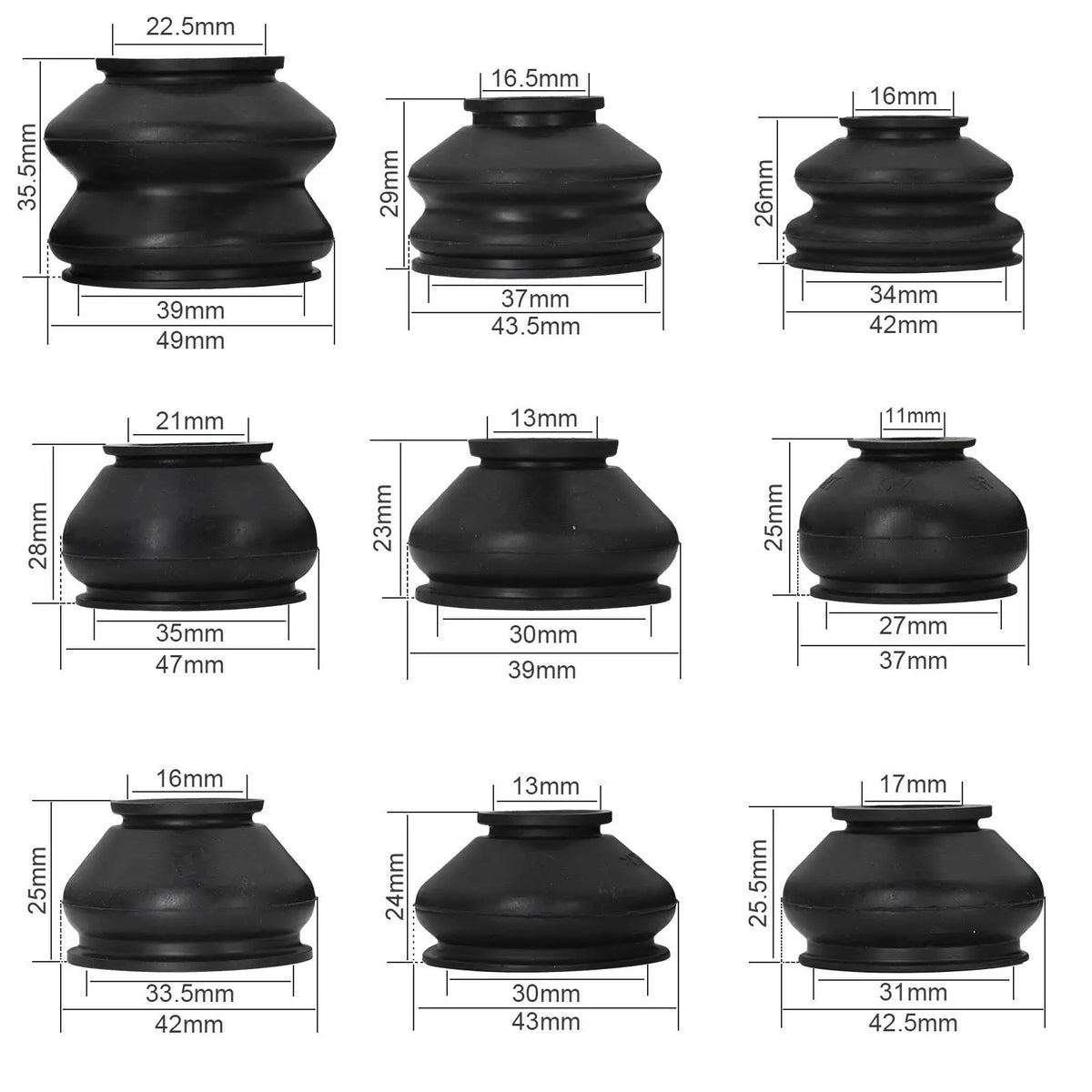 14x Confezione multipla Universale per auto Sospensione Sterzo Giunto sferico Gomma Antipolvere Boot Copertura Pista Tie Girevole Aste Estremità Set Parti Accessori