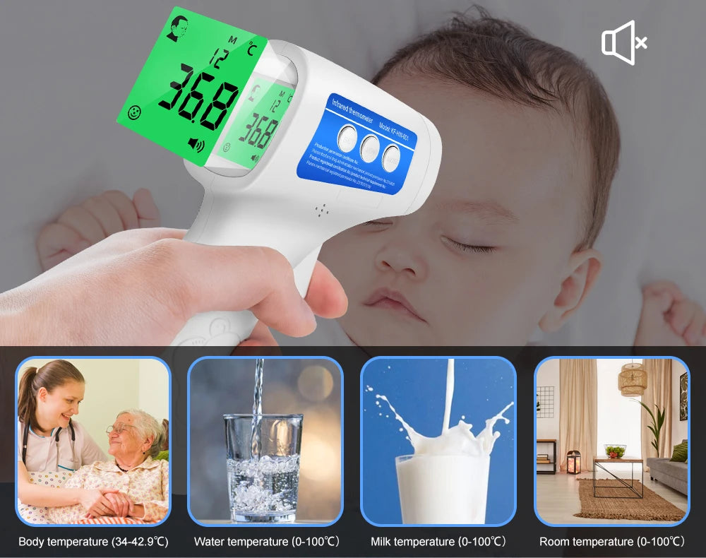 Cofoe Termometro digitale per fronte e orecchie 2 in 1 Termometro medico senza contatto per neonati/adulti ±0,1 ℃ Misura precisa della temperatura