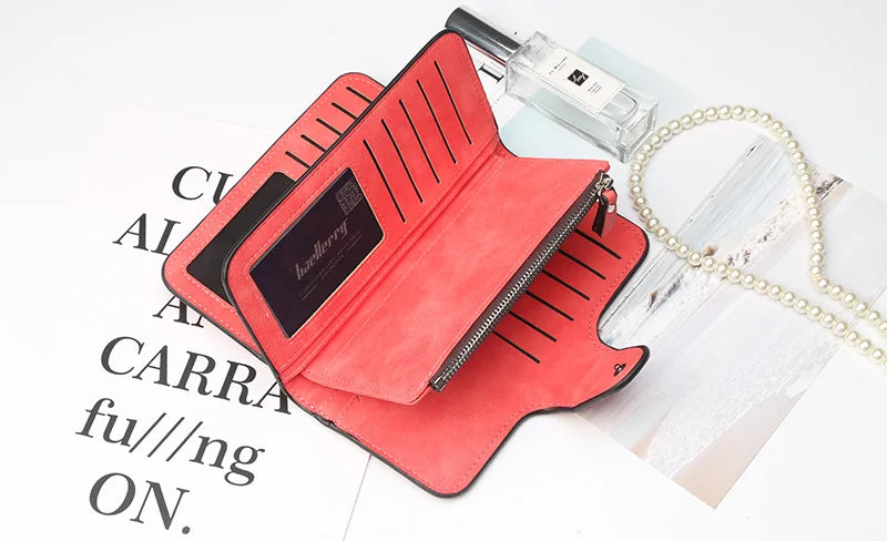 Nuovi portafogli da donna alla moda, lunghi, in PU di alta qualità, porta carte classico con cerniera per monete