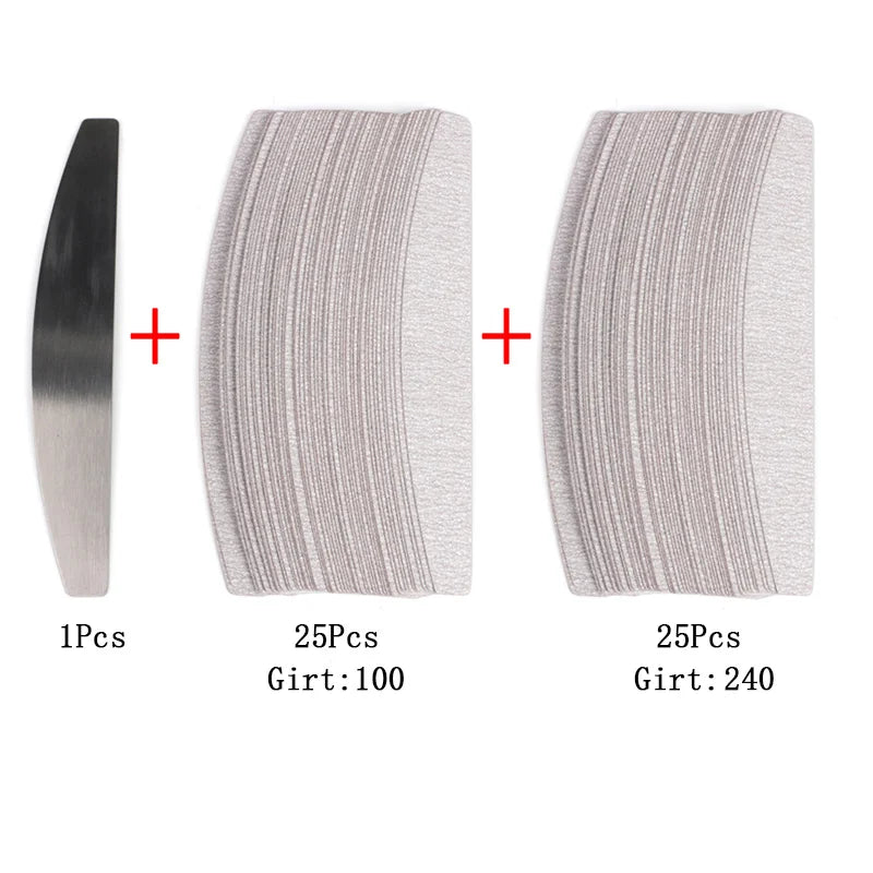 50 pz/100 pz grigio cuscinetti rimovibili con manico in metallo sostituzione carta vetrata lima per unghie 100/180 per Manicure calli Remover Buffer