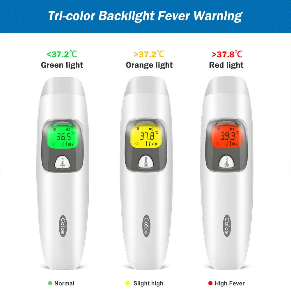 Cofoe Termometro digitale per fronte e orecchie 2 in 1 Termometro medico senza contatto per neonati/adulti ±0,1 ℃ Misura precisa della temperatura