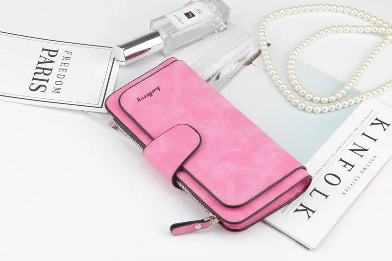 Nuovi portafogli da donna alla moda, lunghi, in PU di alta qualità, porta carte classico con cerniera per monete