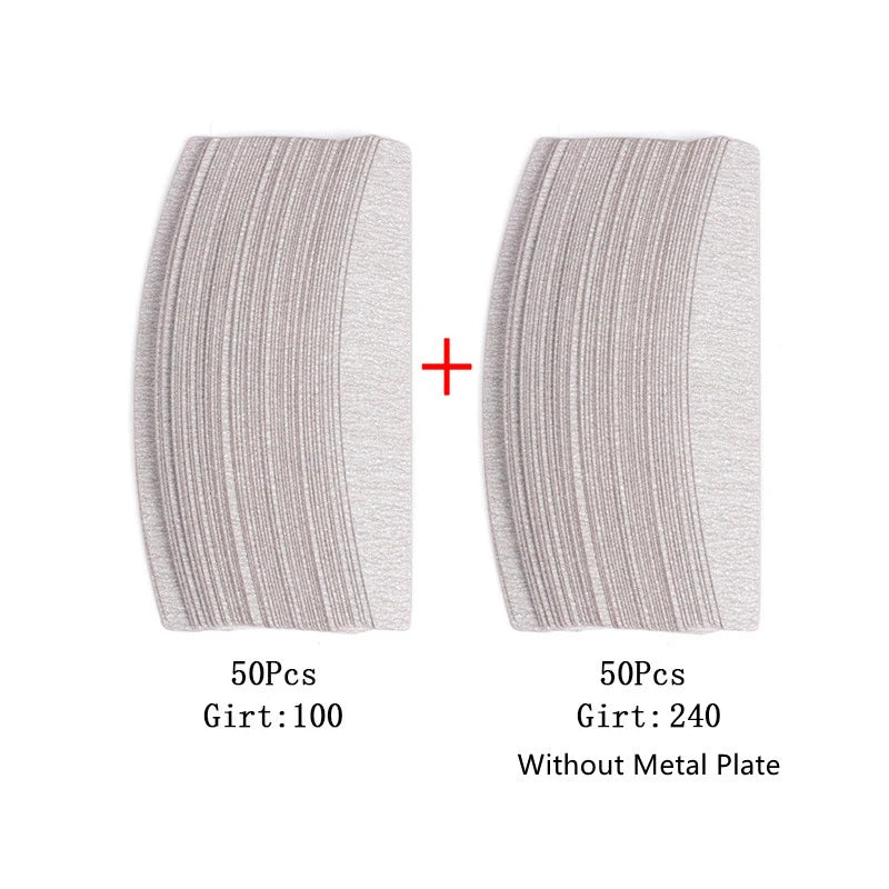 Lima per unghie in carta vetrata di ricambio da 100 pezzi con manico in metallo Tampone rimovibile 100/180 Strisce bifacciale Lime per nail art per manicure