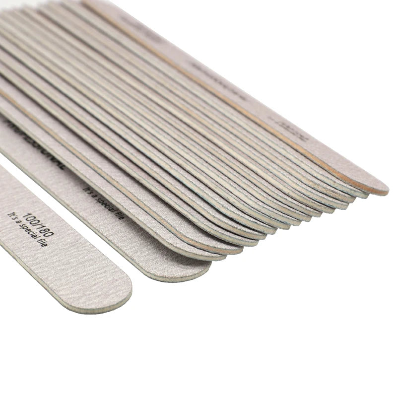 10 pz Lima per unghie 100/180 Tampone per unghie in legno Carta vetrata professionale Lime per smalto gel per unghie Forte spessore Levigatura grigia Strumenti per manicure