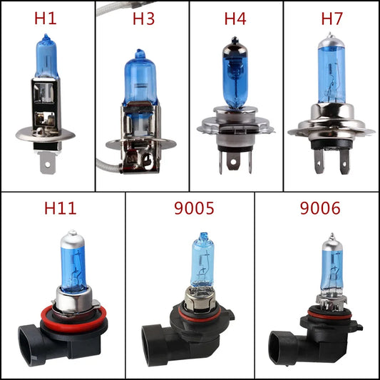 Lampadine alogene super luminose H1 H3 H4 H7 H11 9005 HB3 9006 HB4 55W 100W 12V 5000K Faro per auto Fendinebbia Lampada di guida Bianca