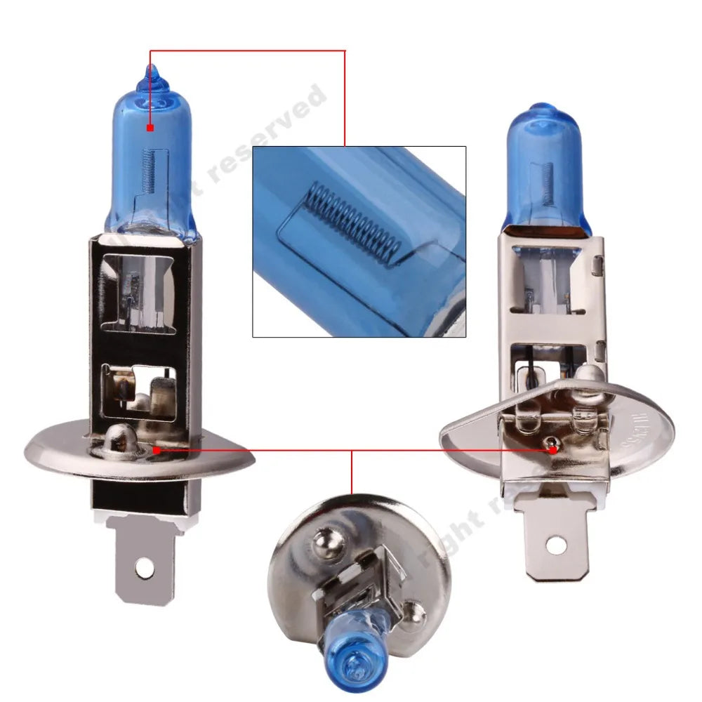Lampadine alogene super luminose H1 H3 H4 H7 H11 9005 HB3 9006 HB4 55W 100W 12V 5000K Faro per auto Fendinebbia Lampada di guida Bianca