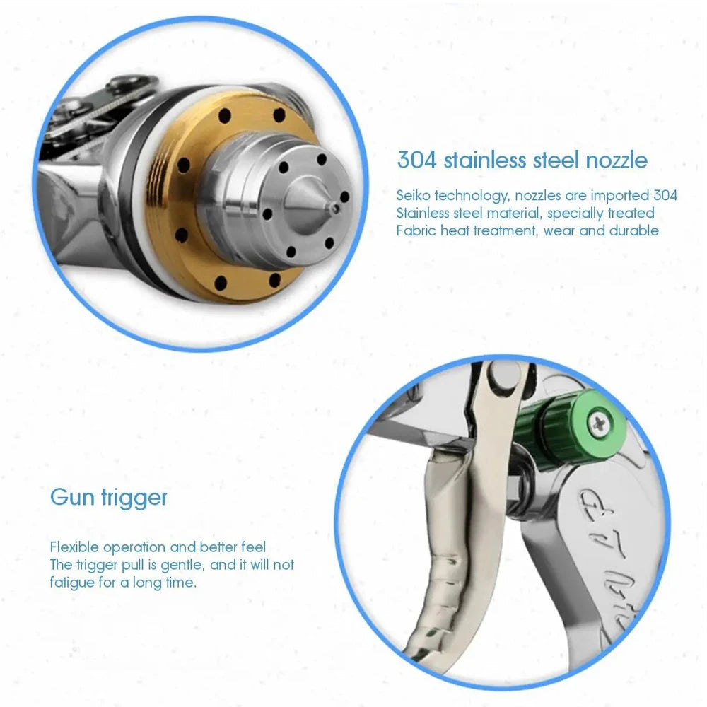 WENXING Pistola a spruzzo professionale HVLP 1.4 / 1.7 / 2.0mm Aerografo a gravità con ugello per verniciatura auto