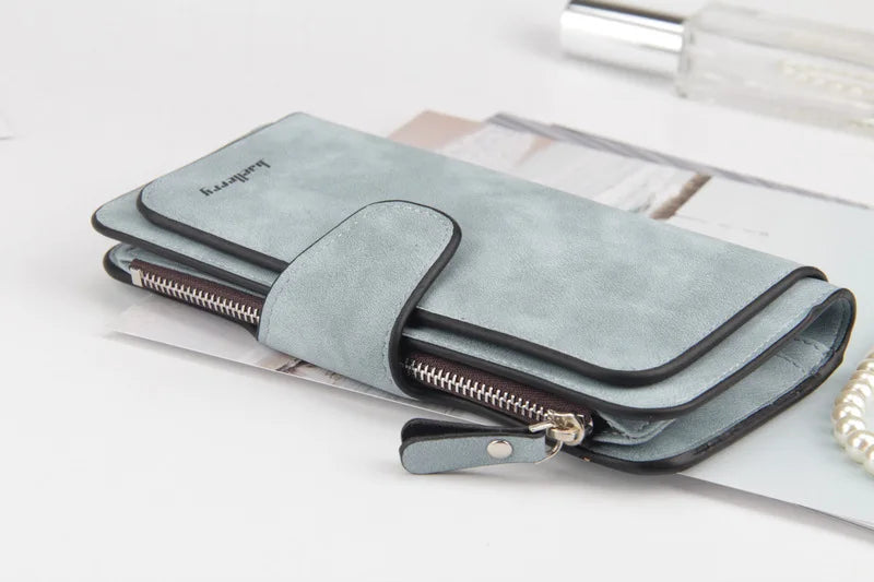 Nuovi portafogli da donna alla moda, lunghi, in PU di alta qualità, porta carte classico con cerniera per monete