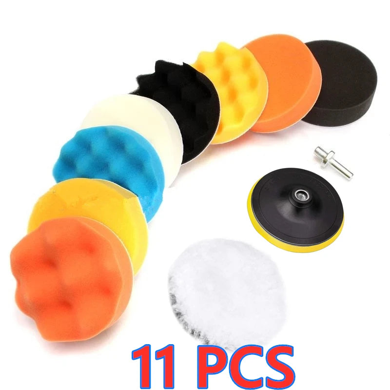 Kit di tamponi in spugna per lucidatura per auto Kit tampone in schiuma Tampone per lucidatrice Tamponi per cera per veicoli a motore per motociclette Rimuove i graffi