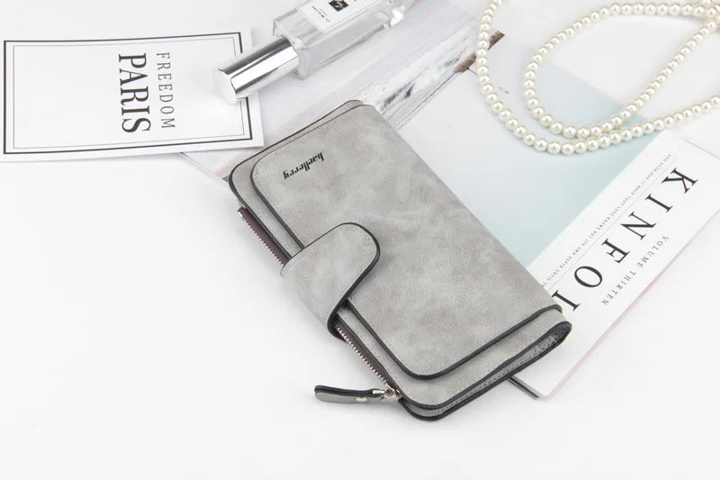 Nuovi portafogli da donna alla moda, lunghi, in PU di alta qualità, porta carte classico con cerniera per monete