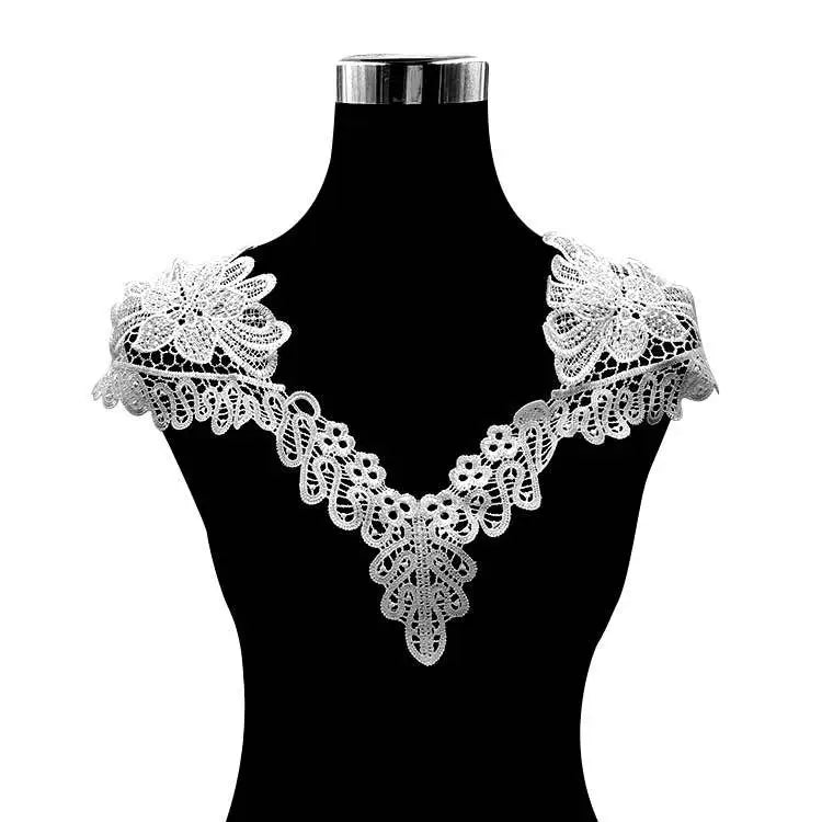 Applique in Pizzo per Abiti, Accessori Decorativi per Costumi, Colletti Fai-da-Te, Bordi per Cucito, Bianco e Nero