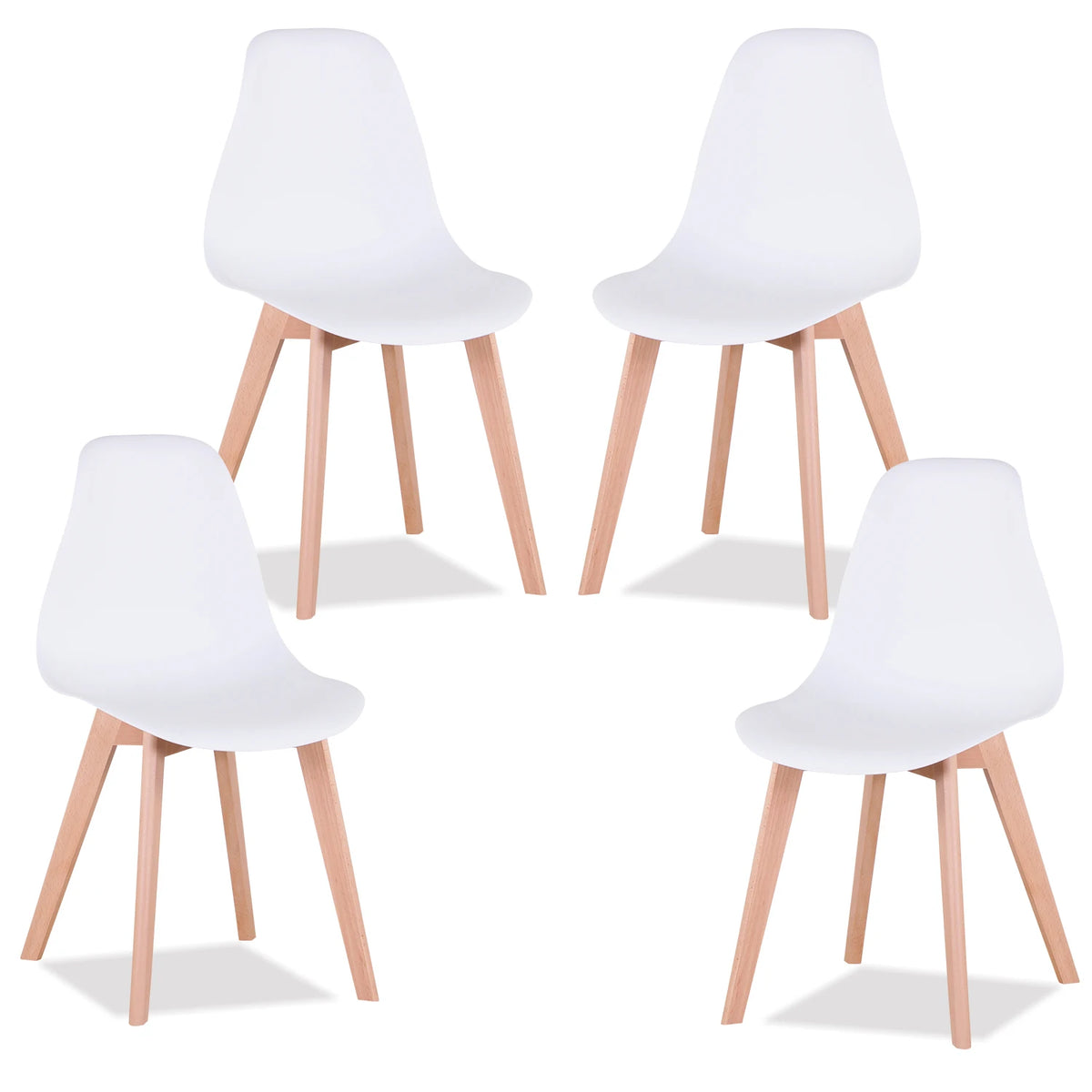 EGOONM Set di 4 sedie da pranzo medievali nordiche con gambe in legno massello per soggiorno sala da pranzo studio camera da letto (bianco/nero/grigio)