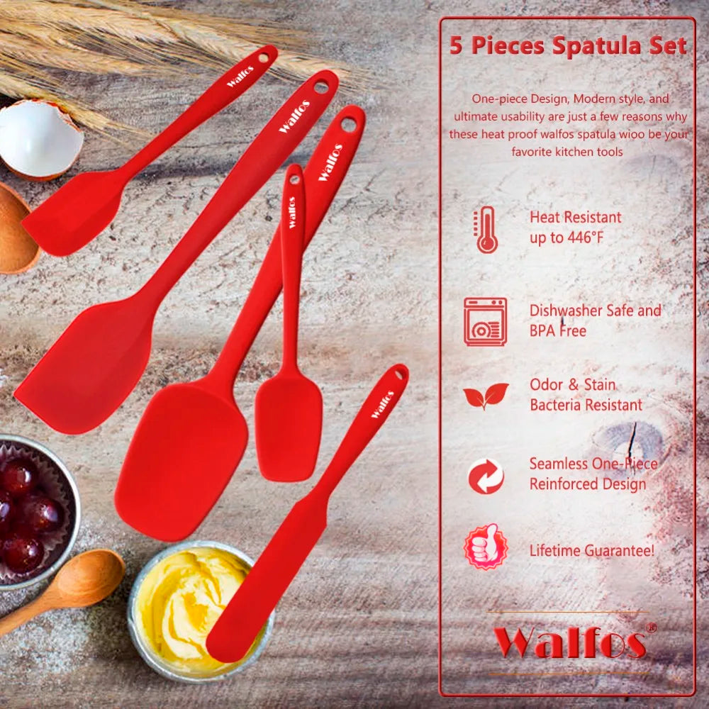 Walfos 5 Pz/set Spatola In Silicone Antiaderente Cottura Della Pasticceria Spatola In Silicone Resistente Al Calore Utensile Da Cucina Strumento di Cottura