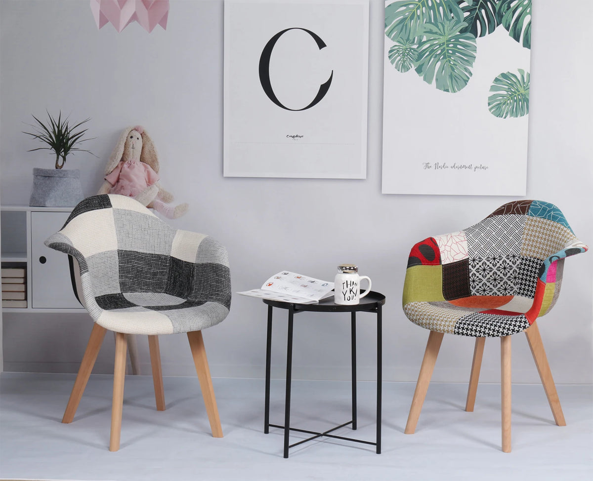 2 pz/set sedie da pranzo moderne nordiche poltrone in tessuto Patchwork sedia di lusso sgabello per Computer per il tempo libero Design di mobili per soggiorno