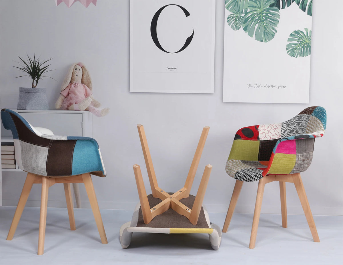 2 pz/set sedie da pranzo moderne nordiche poltrone in tessuto Patchwork sedia di lusso sgabello per Computer per il tempo libero Design di mobili per soggiorno
