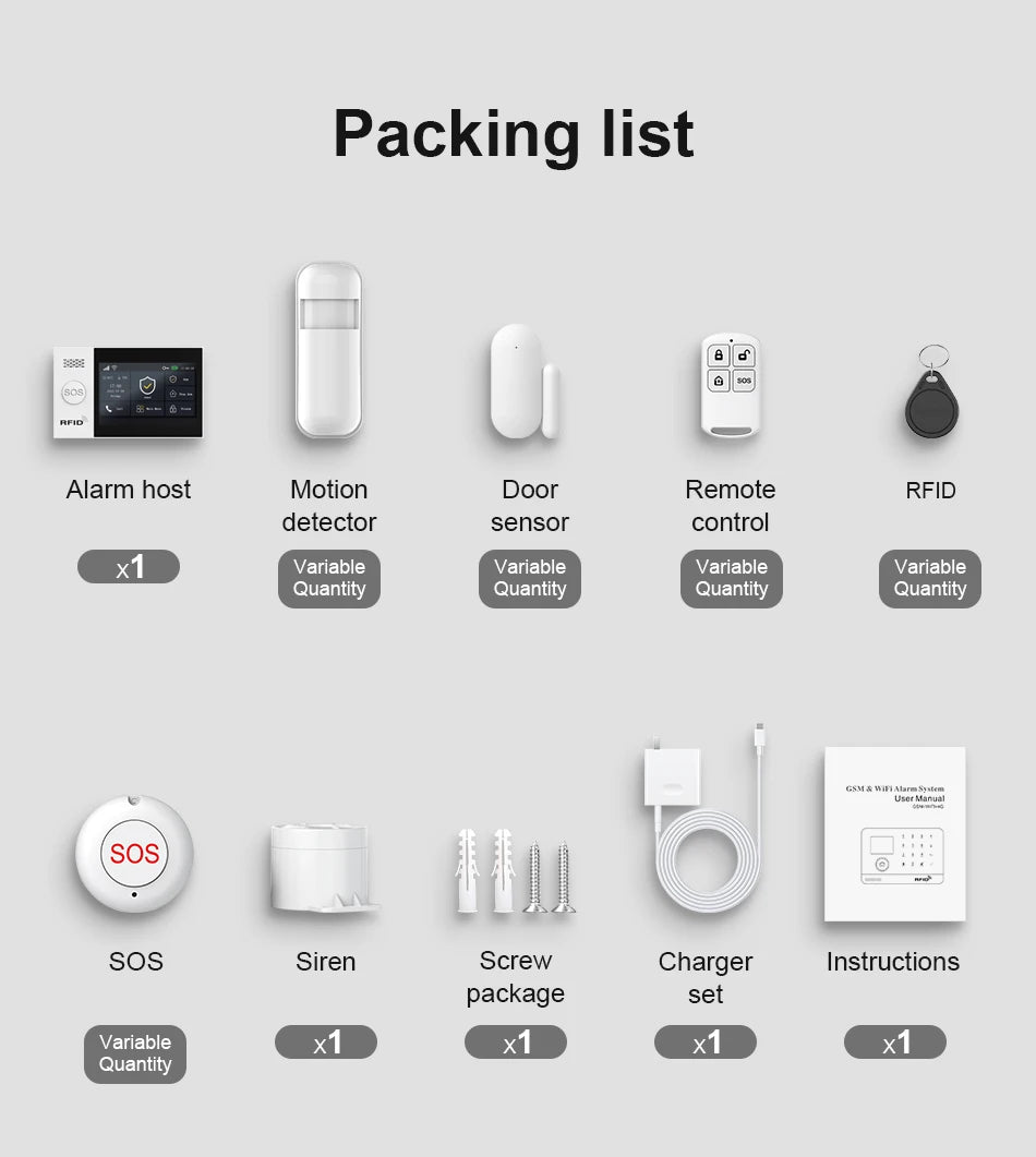 Sistema di allarme domestico wireless PGST, compatibile con Tuya, 4G/2G GSM WiFi, 433MHz, controllo da app, funziona con Alexa