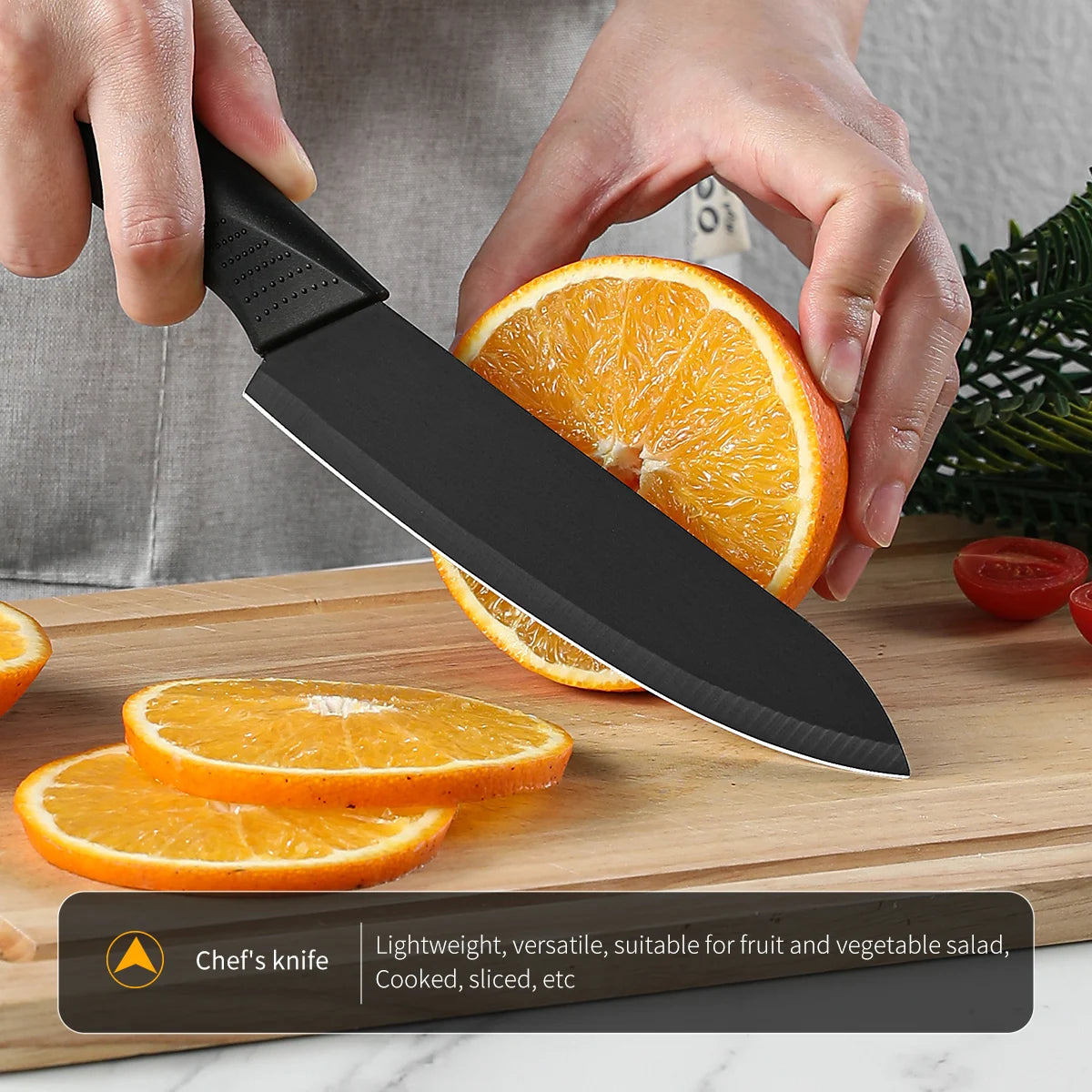 Set di coltelli da cucina, compresi mannaia, coltello da chef e coltello da frutta, con ceppo portacoltelli, adatto per sbucciare carne e verdure