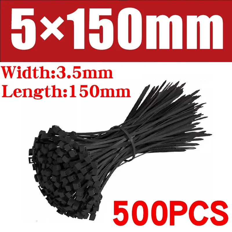 500/1000PCS fascette per cavi in Nylon di plastica fascette per cavi autobloccanti cinghie per cavi regolabili anello di fissaggio fascette per cavi per ufficio a casa