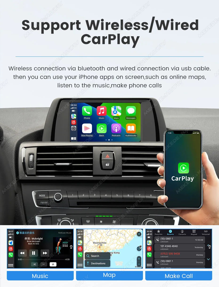 MEKEDE Modulo BOX DSP HiFi con mirroring, CarPlay wireless, Android Auto, AirPlay, Autolink per BMW F20 F21 F30 F31 F34 F07 F10 F11 F01 F2 F25 E60 E61 E81 E82 E84 E87 E88 E89 E90 E91 E92 E93 E70 E71 Sistema CIC