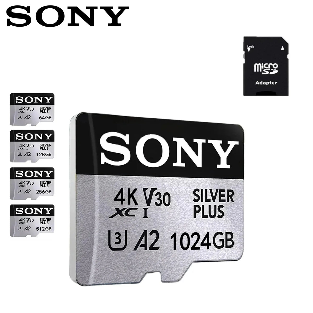 Scheda di memoria originale Sony 128GB 256GB 1024GB 512GB ad alta velocità, facile da trasportare, espansione MicroSD grigia ™ Scheda Flash UHS-I
