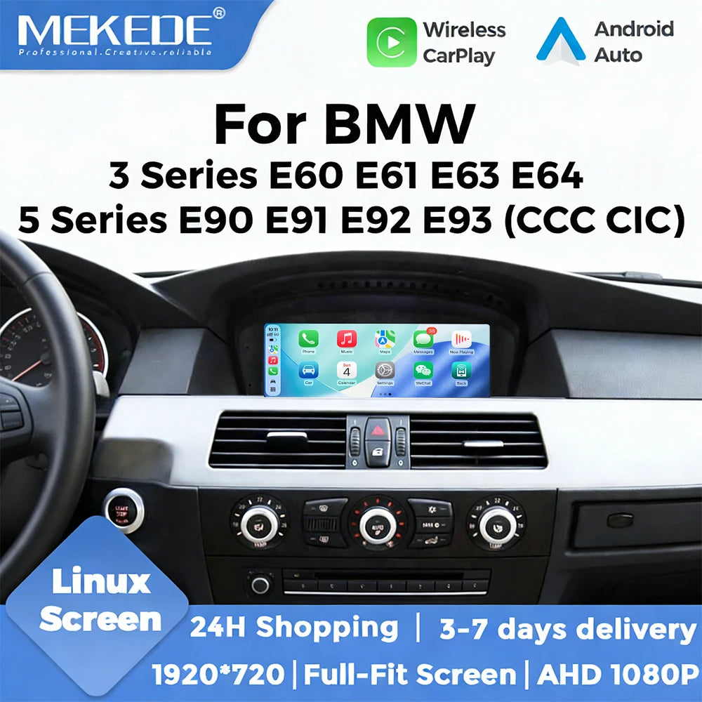 MEKEDE 8.8/9.3" Linux QLED 1920x720 HD Touchscreen Compatibile OEM Wireless CarPlay Android Auto Mirroring WiFi BT Aggiornamento OTA Per BMW E60 E61 E63 E64 E90 E91 E92 E93