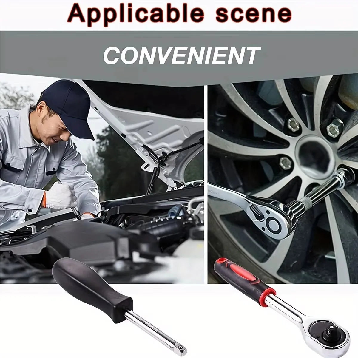 Kit di Riparazione Auto da 46 Pezzi con Attrezzi a Cricchetto Verdi per Manutenzione Veicoli