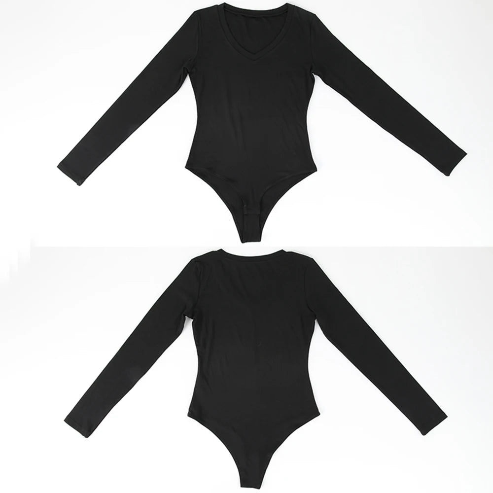 Tuta con scollo a V profondo tuta da donna a maniche lunghe Shapewear Shaper Lady Sexy uscire top abiti per il corpo vestiti caldi femminili autunno inverno