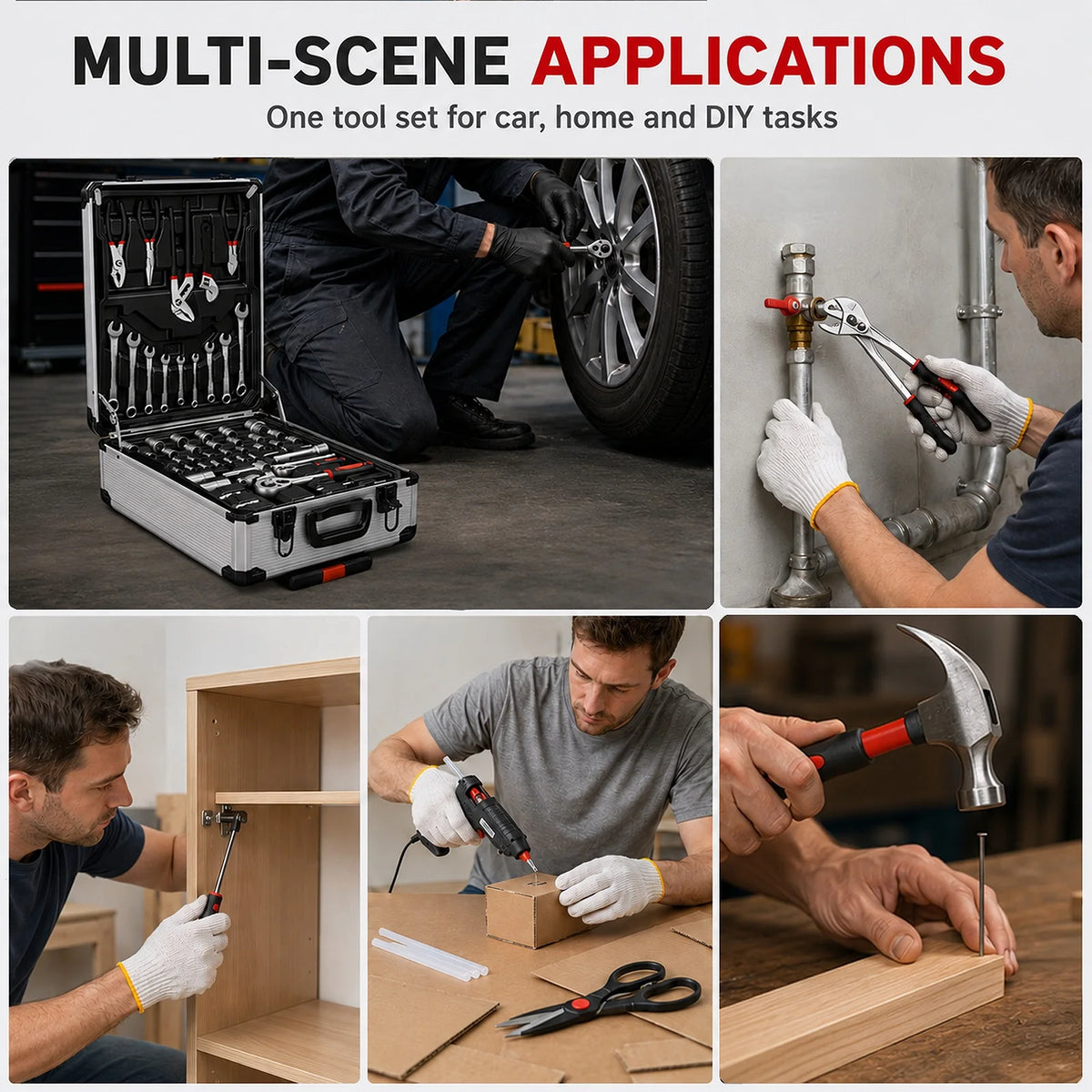 Set di 799 utensili meccanici per la riparazione domestica, kit di attrezzi manuali con chiavi e bussole, con carrello avvolgibile, utensili manuali in acciaio legato per la manutenzione meccanica di casa e auto, ideale come