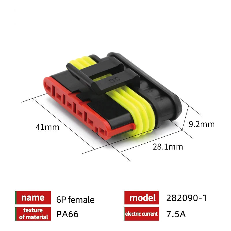 20/50/100 Set 1.5 Serie AMP Automobile Connettori 1/2/3/4/5/6 Pin Super Sigillo Impermeabile Cavo Elettrico connettore PA66 Nylon