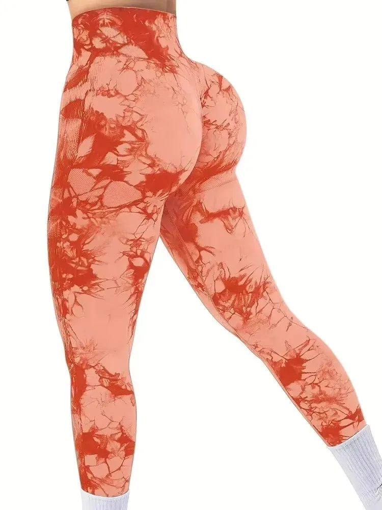 CZGUKE Leggings Tie-Dye da Donna a Vita Alta, Modellanti, Contenitivi, Push-Up, Senza Cuciture, per Yoga e Allenamento in Palestra