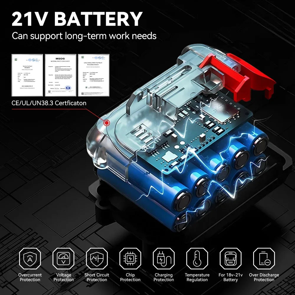 Trapano elettrico brushless ONEVAN 1500W, avvitatore a batteria, martello perforatore per lavorazione del legno, utensile elettrico compatibile con batteria Makita 18V.