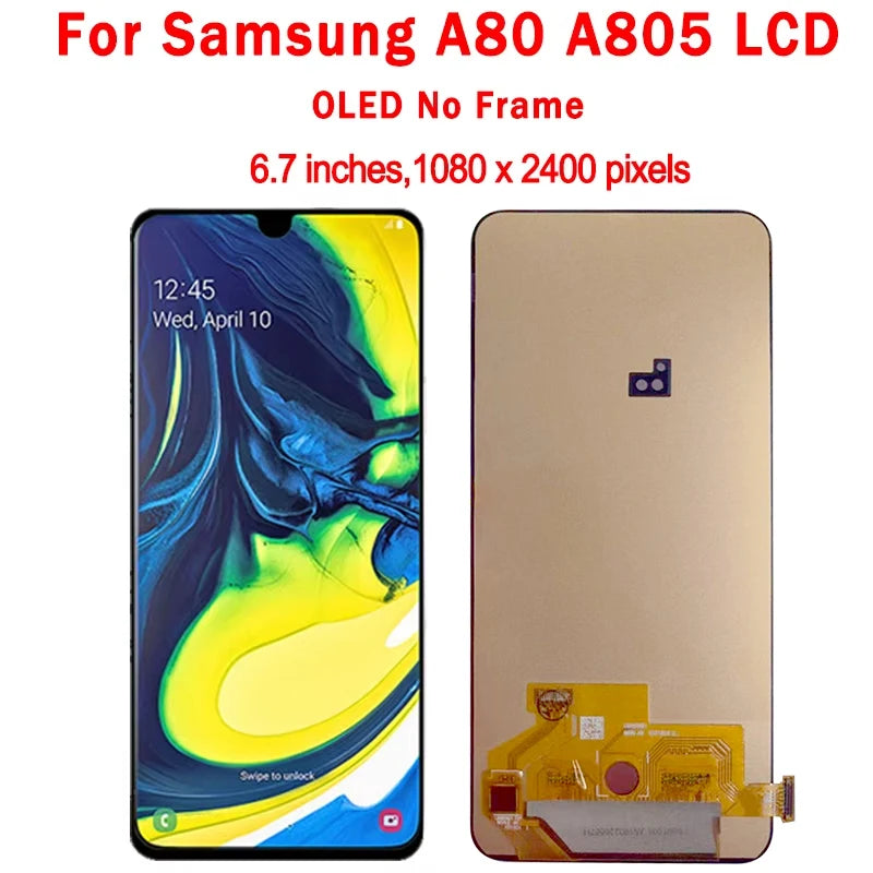 Display LCD Super AMOLED per Samsung A80 A805 A805F, gruppo digitalizzatore touchscreen con sensore di impronte digitali per Samsung A90 LCD