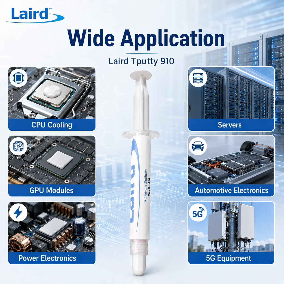 Laird Tputty 910 Thermal Putty 9.1W/mK Pasta Termica Monocomponente Liquida per CPU GPU IC Server Elettronica 3g 5g 10g 20g