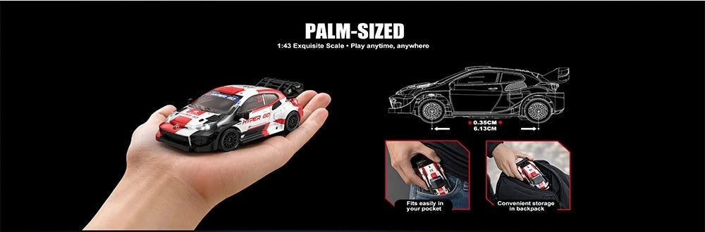 MJX HYPER GO Nuovo Prodotto 43308 Auto Telecomandata 1/43 Auto da Rally per Interni ed Esterni, Drift ad Alta Velocità, Trazione Integrale