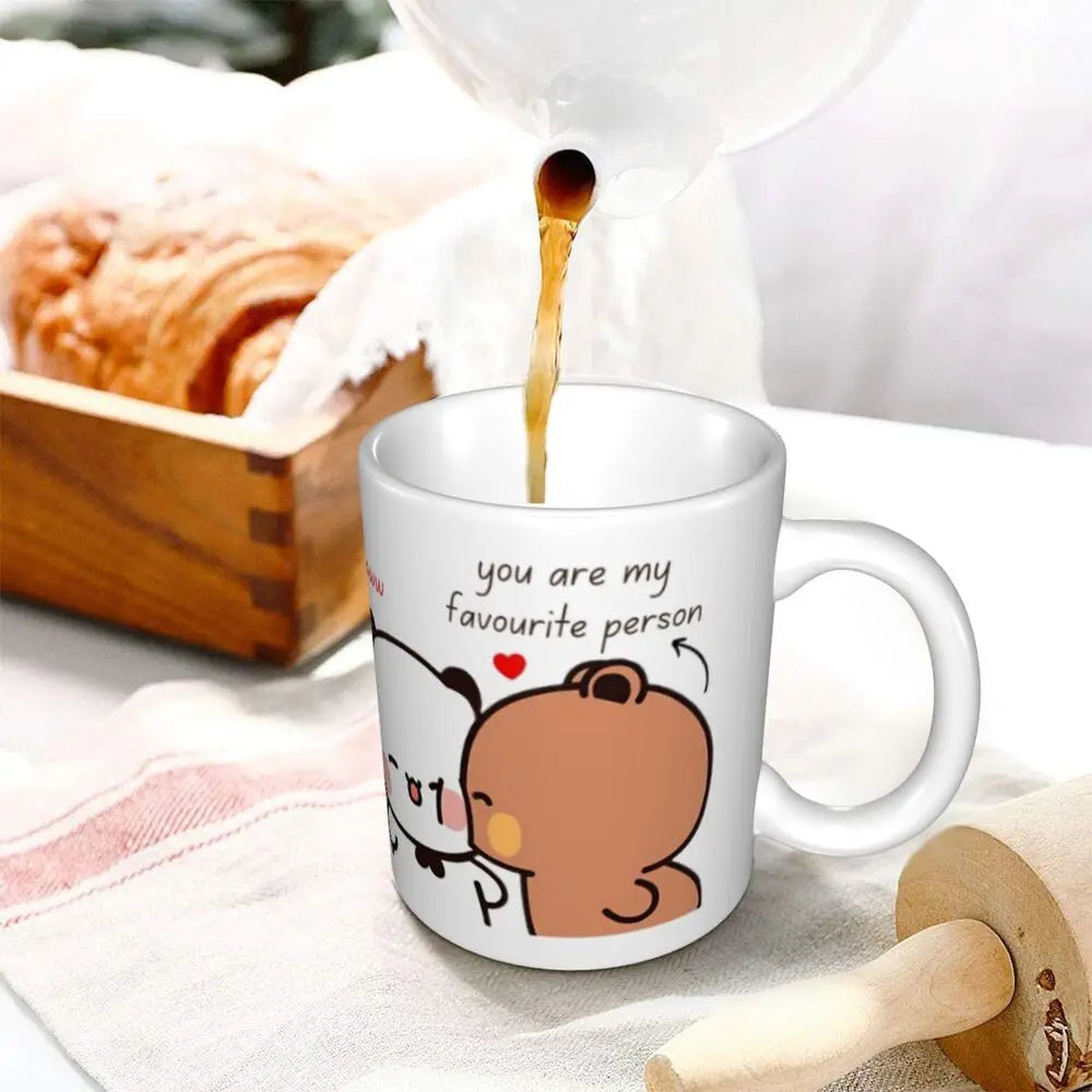 Tazze personalizzate per coppia Bubu Dudu Panda e Brownie Bear Tazza da caffè per tè al latte in ceramica fai-da-te