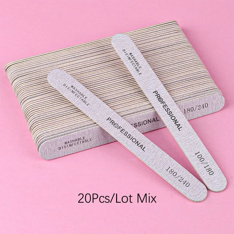 10 pz Lima per unghie 100/180 Tampone per unghie in legno Carta vetrata professionale Lime per smalto gel per unghie Forte spessore Levigatura grigia Strumenti per manicure