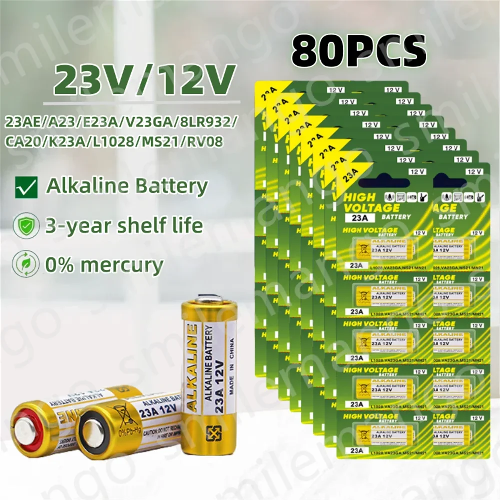 5-100PCS A23 23A 12V Batteria Alcalina 23GA A23S E23A EL12 MN21 V23GA GP23A MS21 LRV08 Per Campanello di Controllo Remoto Giocattolo Elettrico