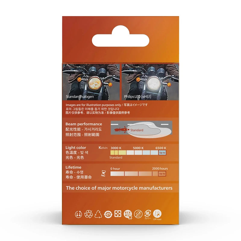 Philips HS1 Faro LED Motore 6500K Lampada Bianca LED Luminoso Moto Fascio Alto Basso 12V PX43t Moto Lampadina 11636UMRX1