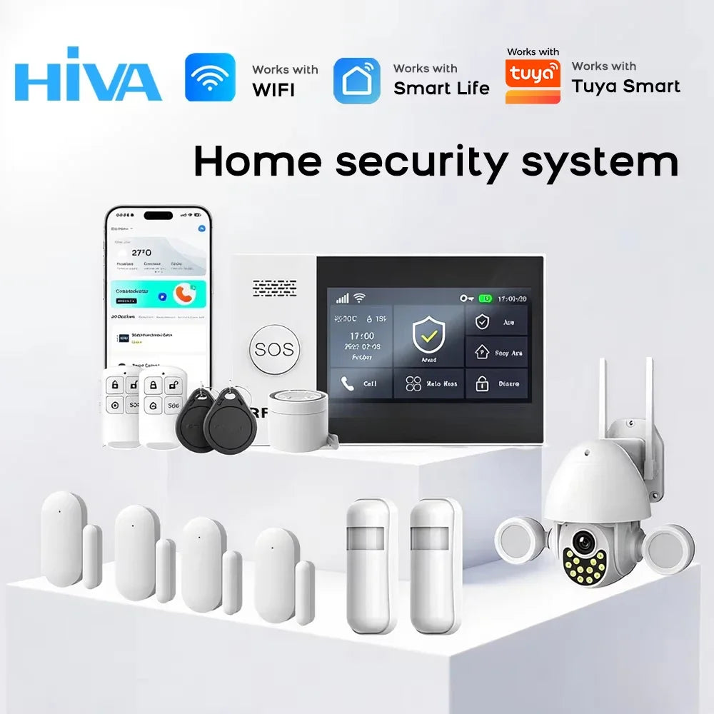 Allarme GSM WiFi compatibile con l'app Tuya Smart Life, rilevatore di intrusioni wireless per casa, garage, ufficio, negozio, protezione con avvisi in tempo reale.