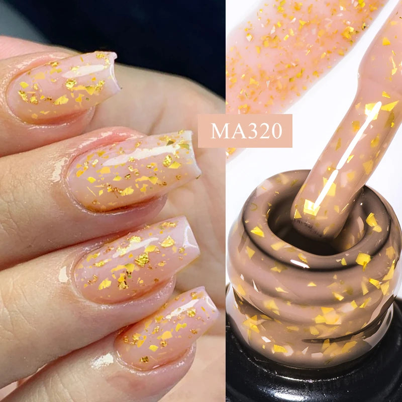 MEET ACROSS 7ml Gelatina Nuda Shimmer Base in gomma Gel Glitter Rosa Viola UV/LED Nail Art Vernis Gel Smalto per manicure Unghie FAI DA TE