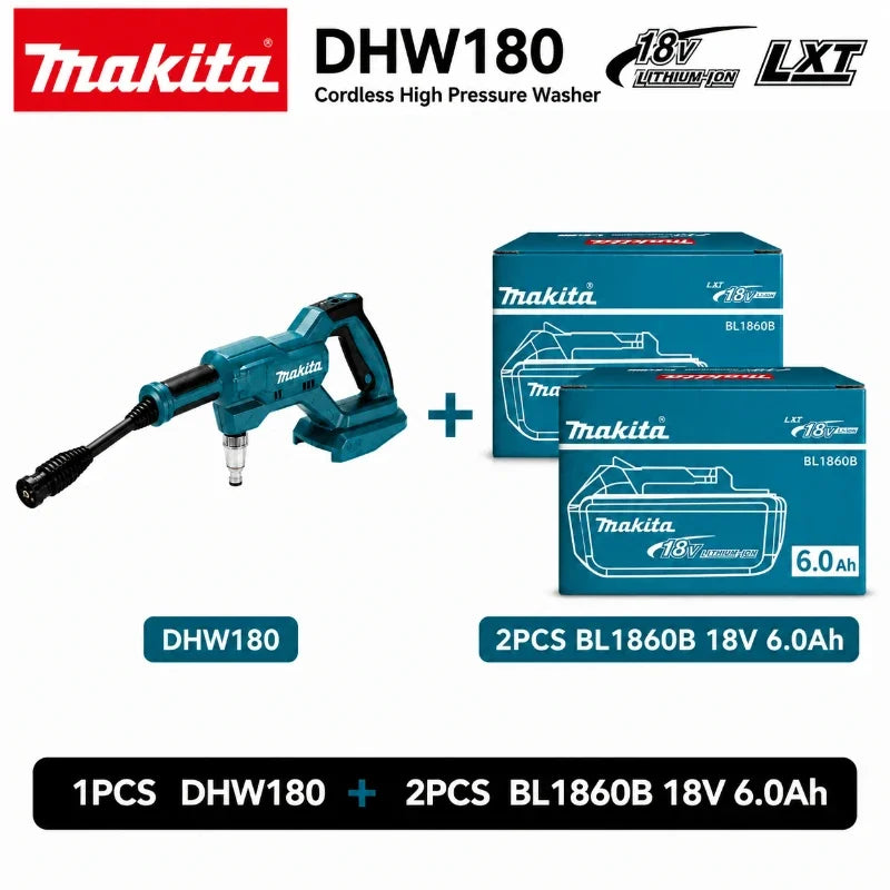 Idropulitrice Portatile a Batteria Makita DHW180 18V per Auto, Moto, Giardino e Patio - Compatibile con Batterie Makita 18V - Disponibilità EU