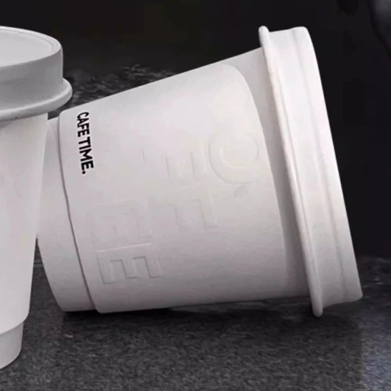 Bicchieri Monouso per Bevande Calde, Tazze per Caffè e Tè al Latte, Bicchieri di Carta Concavi e Convessi con Coperchio, Robusti e Durevoli