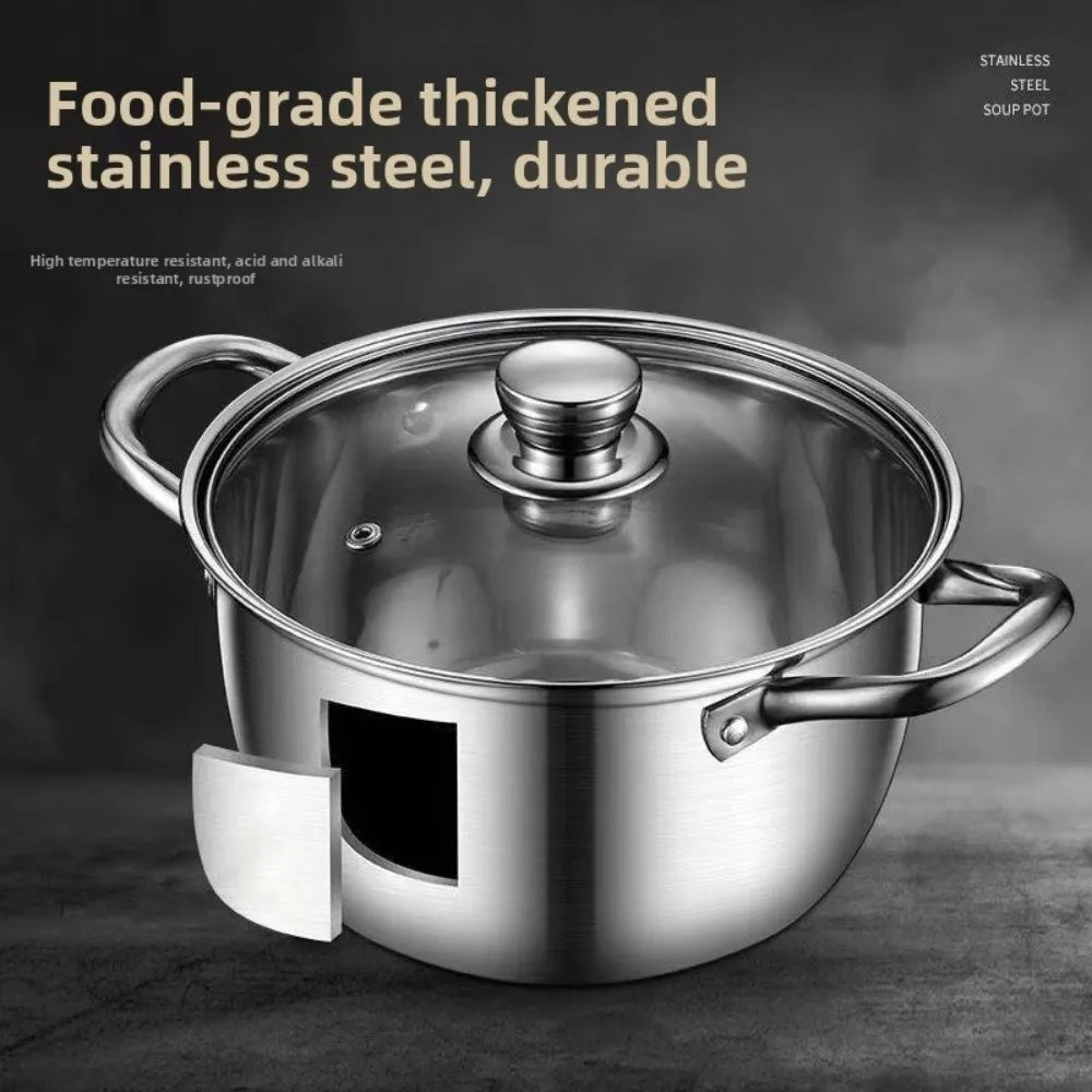 Pentola per zuppe in acciaio inossidabile con fondo doppio e coperchio, utensile da cucina in acciaio inossidabile multifunzionale, disponibile nelle misure 18/20/22/24 cm, con rivestimento antiaderente.