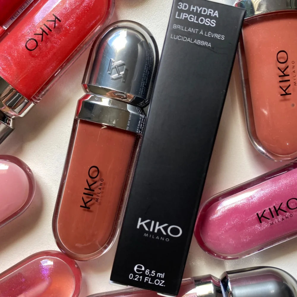 KIKO Milano 3D Hydra Lip Glass, rossetto effetto labbra in vetro, volumizzante, non appiccicoso, con finitura a specchio, colore applicabile in strati, resistente all'acqua, idratante, a lunga tenuta.