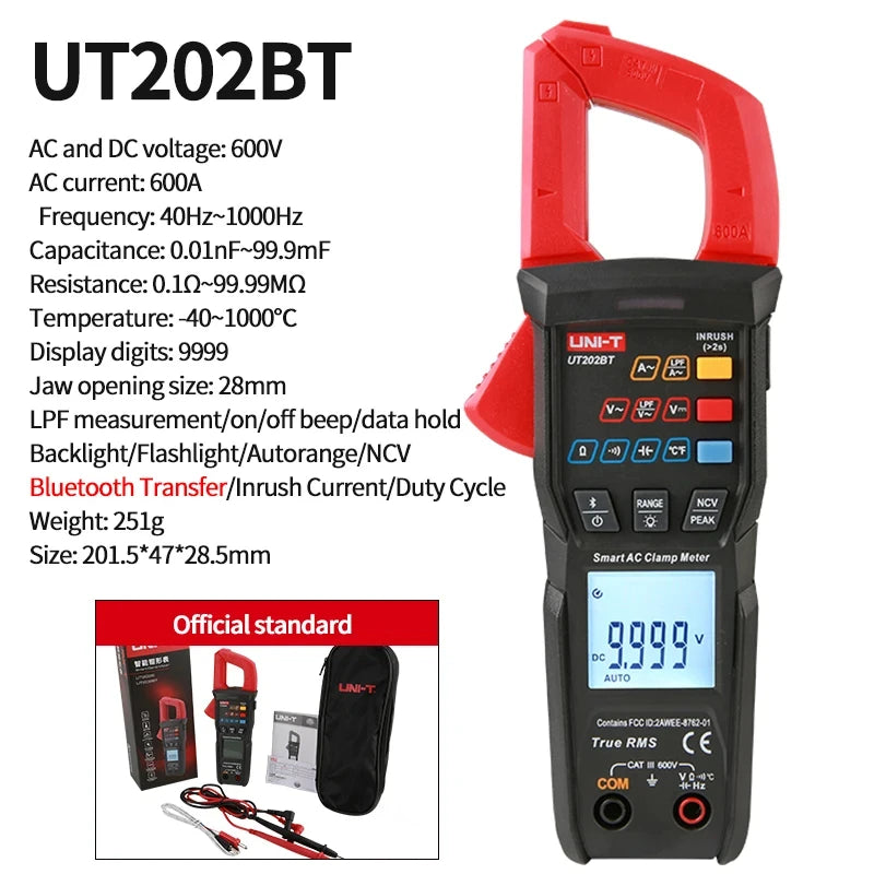 UNI-T Pinza amperometrica UT201 UT202 UT202A UT203 UT204 Plus Tester digitale Voltmetro professionale Pinza Amperometro Multitester elettrico