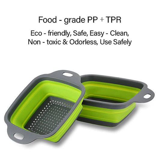Cestello scolapiatti pieghevole in silicone Colino da cucina portatile Lavaggio di frutta e verdura Scolapiatti pieghevole Dispositivo di scarico per utensili da cucina