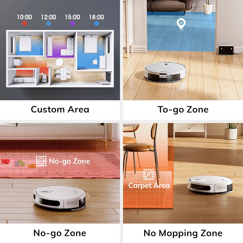 Robot Aspirapolvere ILIFE V20, Aspirazione 5000Pa, Navigazione Intelligente SOF LiDAR, Controllo APP, Pulizia Personalizzabile, Ricarica Automatica