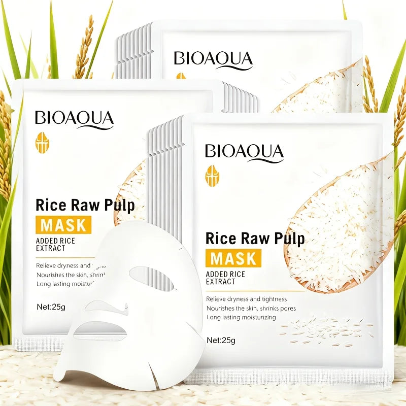 30 pz BIOAQUA Polpa Cruda di Riso Sbiancamento Maschere Per Il Viso Idratante Idratante Anti Rughe Anti-età Maschera Per Il Viso Lenzuola Cura Della Pelle