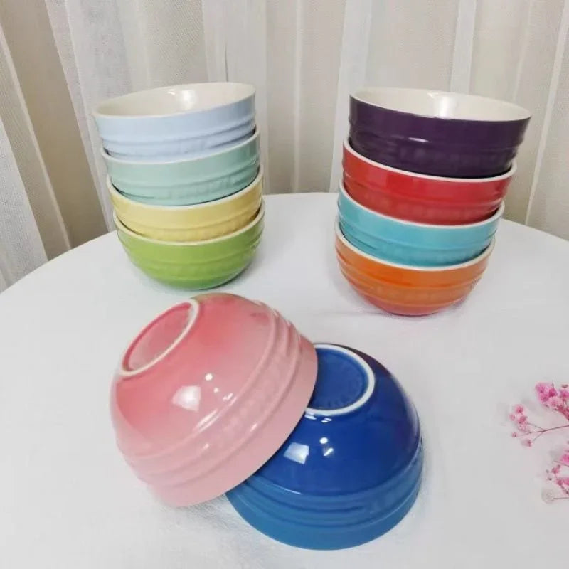 Set di ciotole per dessert colorate Le Creuset, stoviglie in ceramica, ciotola per riso, ciotola per zuppa, set regalo in confezione regalo, forma rotonda di lusso, per uso adulto