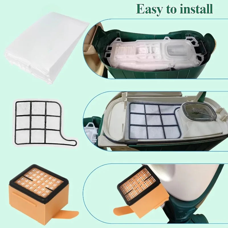 2 filtri per motore, 12 sacchetti per la polvere, 2 filtri per aspirapolvere Vorwerk Folletto VK135 VK136, accessori di ricambio per la pulizia.